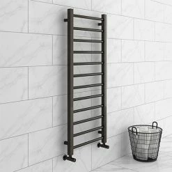 Brooklyn Black Nickel 1200 x 500mm Straight Heated Towel Rail