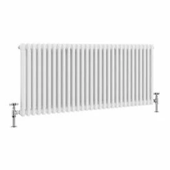 Keswick 600 x 1355mm Cast Iron Style Traditional 2 Column White Radiator -Radiators Shop 2CWH6X1340 N D1 460