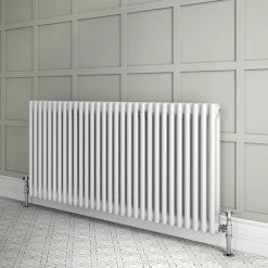 Keswick 600 x 1355mm Cast Iron Style Traditional 2 Column White Radiator