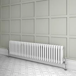 Keswick 300 x 1355mm Cast Iron Style Traditional 2 Column White Radiator