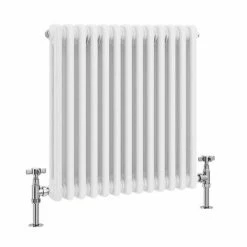 Keswick 605 x 600mm Cast Iron Style Traditional 2 Column White Radiator -Radiators Shop 2CWHZ6X592 d4 460