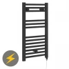 E-Diamond Electric Only Heated Towel Rail - W400mm x H720mm - Matt Black - Straight -Radiators Shop 380142 prod