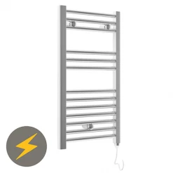 E-Diamond Electric Only Heated Towel Rail - W400mm x H720mm - Chrome - Straight