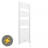 E-Diamond Electric Only Heated Towel Rail - W480mm x H1375mm - White - Straight -Radiators Shop 384996 p