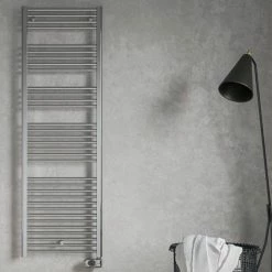 E-Diamond Electric Only Heated Towel Rail w. Digital Thermostat - W480mm x H1375mm - Chrome - Straight -Radiators Shop 388535 d4 460