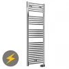 E-Diamond Electric Only Heated Towel Rail w. Digital Thermostat - W480mm x H1375mm - Chrome - Straight -Radiators Shop 388535 p