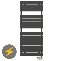 E-Milan Electric Only Heated Towel Rail w. Digital Thermostat - W500mm x H1213mm - Anthracite
