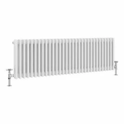 Keswick 450 x 1414mm Cast Iron Style Traditional 3 Column White Radiator -Radiators Shop 3CW45X1413 AF N DETAIL2 460