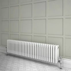 Keswick 300 x 1355mm Cast Iron Style Traditional 3 Column White Radiator
