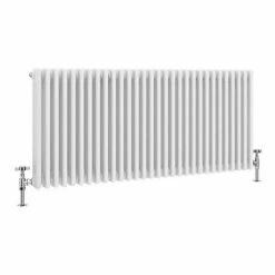 Keswick 600 x 1355mm Cast Iron Style Traditional 3 Column White Radiator -Radiators Shop 3CWH6X1355 detail1a 460