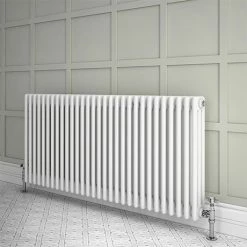 Keswick 600 x 1355mm Cast Iron Style Traditional 3 Column White Radiator