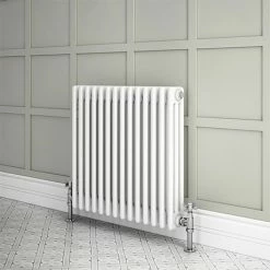 Keswick 600 x 643mm Cast Iron Style Traditional 3 Column White Radiator