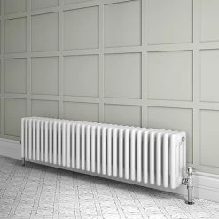 Keswick 300 x 1355mm Cast Iron Style Traditional 4 Column White Radiator