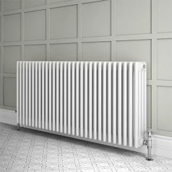 Keswick 600 x 1355mm Cast Iron Style Traditional 4 Column White Radiator