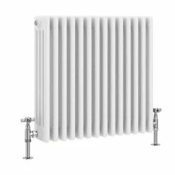 Keswick 600 x 605mm Cast Iron Style Traditional 4 Column White Radiator -Radiators Shop 4CWH6X636 detail1 460