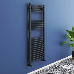 Toreno Black Curved W500 x H1200mm Heated Towel Rail