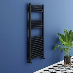 Toreno Black W500 x H1200mm Heated Towel Rail