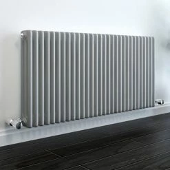 Keswick Grey 600 x 1355mm Cast Iron Style Traditional 3 Column Radiator -Radiators Shop 6X14SIL D2 460