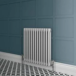 Keswick Grey 600 x 592mm Cast Iron Style Traditional 2 Column Radiator -Radiators Shop 6X6SIL d3 460