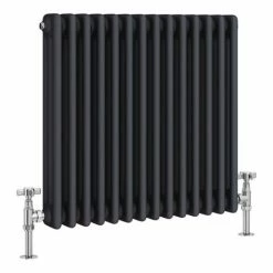 Keswick 600 x 650mm Cast Iron Style Traditional 3 Column Anthracite Radiator -Radiators Shop A3C6X643 detail1 460