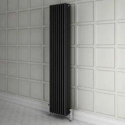 Keswick 1800 x 380mm Cast Iron Style Traditional 4 Column Anthracite Radiator -Radiators Shop A4C18X372 detail2 460