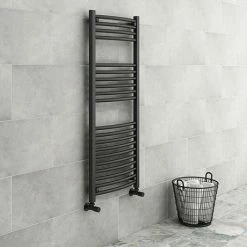 Diamond Curved Heated Towel Rail - W500 x H1200mm - Anthracite