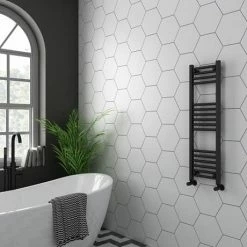 Diamond Heated Towel Rail - W300 x H1000mm - Anthracite -Radiators Shop AFT3X1000 d3 460