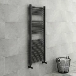 Diamond Heated Towel Rail - W500 x H1200mm - Anthracite