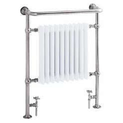 Heritage - Clifton Heated Towel Rail with Crosshead Valves - Chrome - AHC73