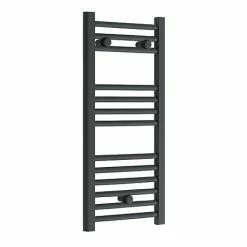 Diamond Heated Towel Rail - W300 x H800mm - Anthracite - Straight