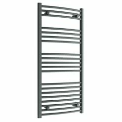 Diamond Curved Heated Towel Rail - W600 x H1200mm - Anthracite