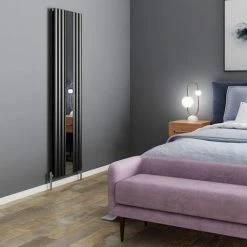 Metro Vertical Radiator with Mirror - Anthracite - Double Panel (H1800 x W500mm) -Radiators Shop AVT18X499M d2 460