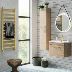 Arezzo Cube Brushed Brass 1200 x 500 Heated Towel Rail -Radiators Shop AZ125BBSQ d4 460