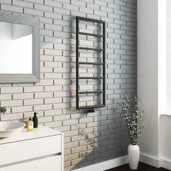 Arezzo Matt Black 1200 x 500 Ladder Heated Towel Rail -Radiators Shop AZ12MB d2 460