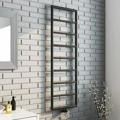 Arezzo Matt Black 1500 x 500 Ladder Heated Towel Rail