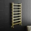 Arezzo Cube Brushed Brass 800 x 500 Heated Towel Rail
