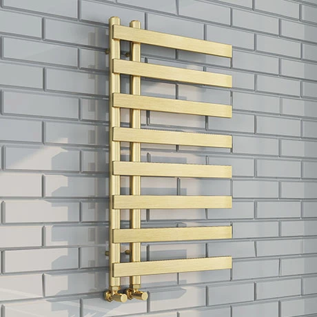 Arezzo Brushed Brass 800 x 500mm 8 Bars Designer Heated Towel Rail 3 Arezzo Brushed Brass 800 x 500mm 8 Bars Designer Heated Towel Rail