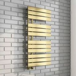Arezzo Brushed Brass Designer Heated Towel Rail 1080 x 550mm -Radiators Shop BBDR55X1080 d3 460
