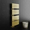 Arezzo Brushed Brass Designer Heated Towel Rail 1080 x 550mm -Radiators Shop BBDR55X1080 n p