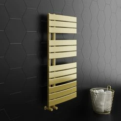 Arezzo Brushed Brass Designer Heated Towel Rail 1080 x 550mm