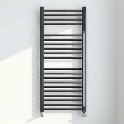 Brooklyn 1200 x 500mm Black Nickel Straight Heated Towel Rail