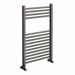 Brooklyn 800 x 500mm Satin Gunmetal Grey Straight Heated Towel Rail