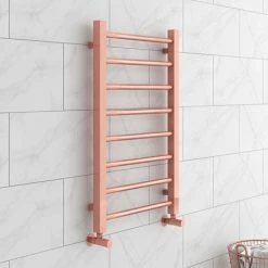 Brooklyn 800 x 500mm Rose Gold Straight Heated Towel Rail