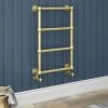 Chatsworth Traditional 498 x 748 Brushed Brass Wall Mounted Heated Towel Rail