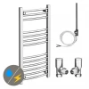 Diamond 400 x 800mm Curved Heated Towel Rail (incl. Valves + Electric Heating Kit) -Radiators Shop COL001 EHK n p
