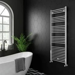 Diamond Heated Towel Rail - 600mm x 1600mm - Chrome - Straight