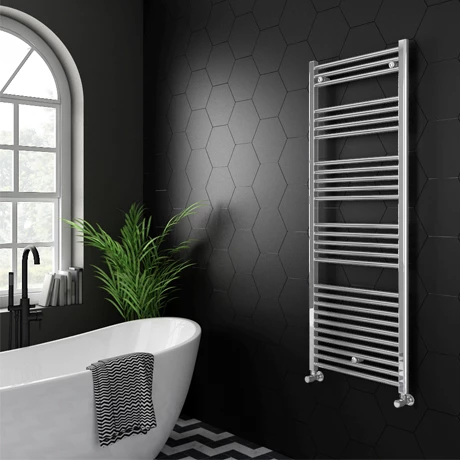 Diamond Heated Towel Rail - 600mm x 1600mm - Chrome - Straight 3 Diamond Heated Towel Rail - 600mm x 1600mm - Chrome - Straight