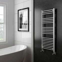 Diamond 500 x 1200mm Straight Heated Towel Rail (incl. Valves + Electric Heating Kit) -Radiators Shop COL009 EHK d6 460