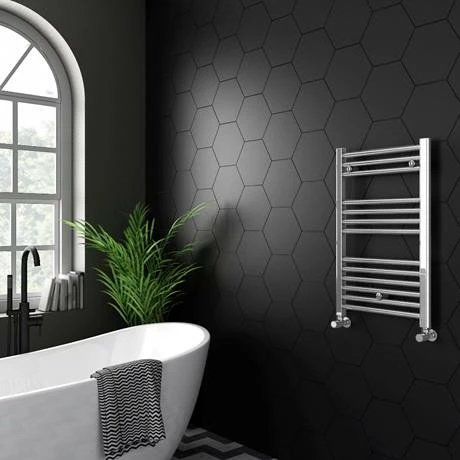 Diamond Heated Towel Rail - W500 x H800mm - Chrome - Straight 4 Diamond Heated Towel Rail - W500 x H800mm - Chrome - Straight - Image 2