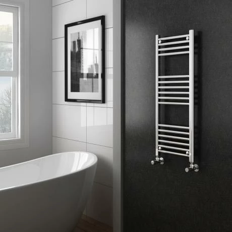 Diamond Heated Towel Rail - W400 x H1000mm - Chrome - Straight 4 Diamond Heated Towel Rail - W400 x H1000mm - Chrome - Straight - Image 2